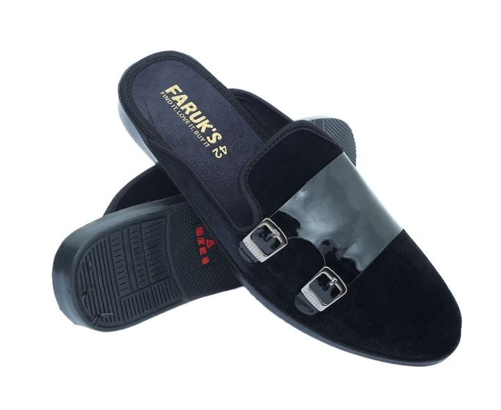 New Fashionable Velvet Half Shoe For Men Black