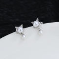 Ancient cat Ning super cute cats small cat earrings girly cute kitten pearl stud earrings drop design. 