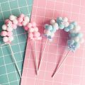 【happy one】1Pcs Hot Sale Pink Blue Soft Pompom Cloud Cake Topper Baby Shower Birthday DIY Cake Top Flags Decoration Festival Party Supplies. 
