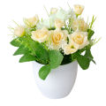 Imitation Potted Flower Rose Hotel Decoration Plastic Bookshelf Table Artificial Flower Pot for Office.