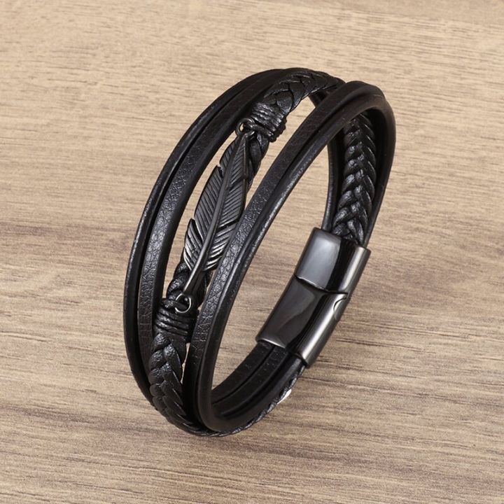 Classic%20multi-layered%20leather%20feather%20metal%20buckle%20bracelet%20men%7C%7C%7C%7C's%20business%20casual%20party%20jewelry%20gifts%20wholesale%20-%20Image%204