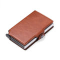 CASEKEY Mini Anti-Theft PU Crazy Horse Slim Smart Men Wallet with Metallic Pop Up RFID Credit Card Holder Wallet Men. 