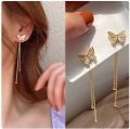 Fashion Butterfly Tassel 50 mm length golden Earrings For Women Trendy Shiny Moon Star  Dangle Earrings Korean Jewelry. 