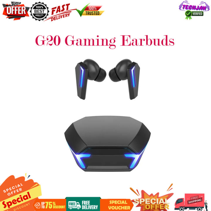 G20 Gaming Earbuds Low Lattency TWS Earbuds 5.2 Earphones Mic Bass Audio Sound Positioning Wireless Headsets Noise Reduction