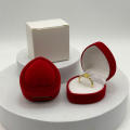 Velvet Jewelry Box Soft Lining Compact Decorative Ring Case Red Heart Shaped Earring Holder for Wedding Gift Proposal Jewelry.
