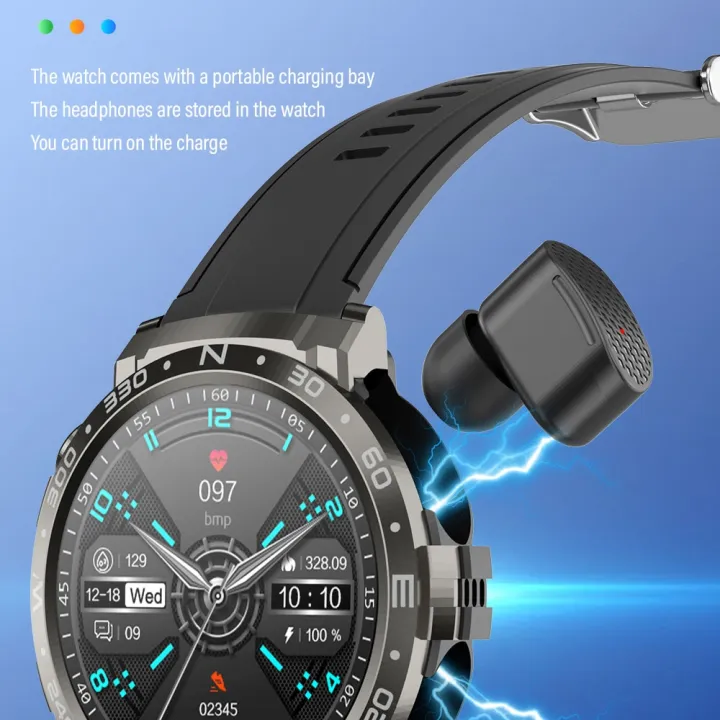 M68%20Plus%201.52%20inch%20Round%20Screen%202%20in%201%20Bluetooth%20Earphone%20Watch,%20512MB%20Memory%20Support%20Health%20Monitoring%20-%20Image%208