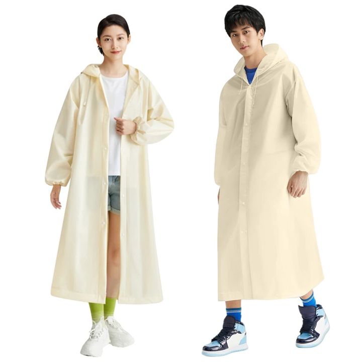 Adult Long Raincoat Reusable Waterproof Rain Coat Windproof EVA Rain Coat Drawstring for Outdoor Travel Emergency