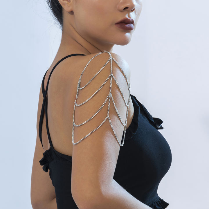 PuRui%20Fashion%20Simple%20Metal%20Multilayer%20Chain%20Upper%20Arm%20Bracelet%20Women's%20Sleeveless%20Shoulder%20Ornament%20Shoulder%20Chain%20Body%20Jewelry%20-%20Image%207