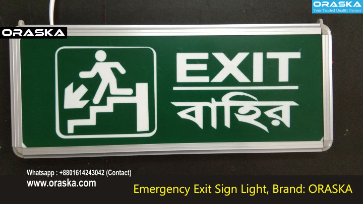 ORASKA Emergency LED EXIT Sign Light Green Exit Stair arrow emergency fog Light Sparkpro 1467 both side Left Side Arrow