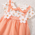 Summer New Baby Girls Dress Lapel Lace Ruffles Sweet Cute Little Flower Floral Floral Print Sweet Princess Dress.
