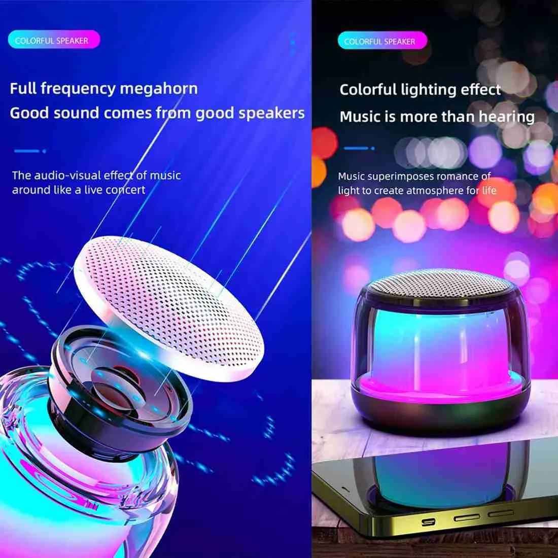 New 2026 All RGB S300 Mini Bluetooth Speaker Portable Wireless LED RGB ...