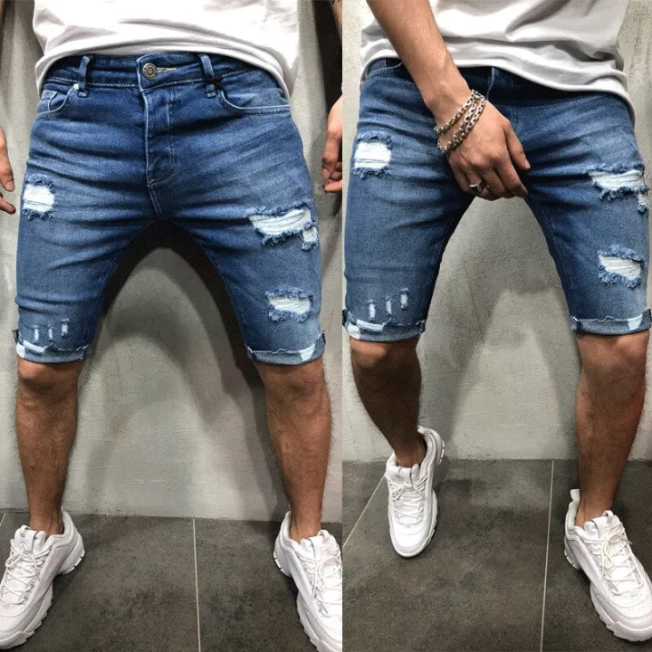 Mens%20Denim%20Chino%20Shorts%20Super%20STRETCH%20Skinny%20Slim%20Summer%20Half%20Pant%20Cargo%20Jeans%20-%20Image%203