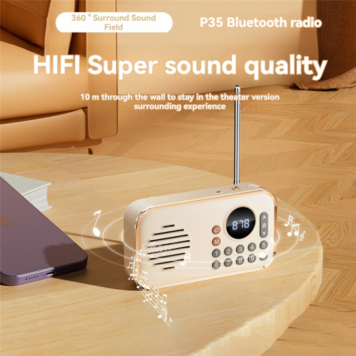 Portable%20FM%20Radio%20Rechargeable%20Small%20Wireless%20Bluetooth%20Speaker%20Surround%20Stereo%20Sound%20USB%20Vintage%20Radios%20Light%20Green%20-%20Image%202