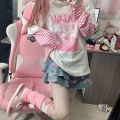 Hello Kitty cute Japanese and Korean y2k top women T shirt 2023 new loose two piece long sleeved t shirt women. 