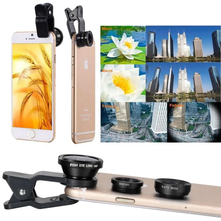 【Lejia】APEXEL 3-in-1 0.67x Macro Fisheye Lens Kits Mobile Phone Clip for iPhone Samsung All Cell Phones