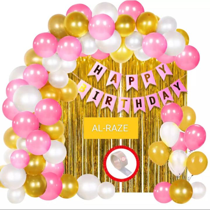 birthday decoration full set combo pink/Happy Birthday Decoration Set pink decorations