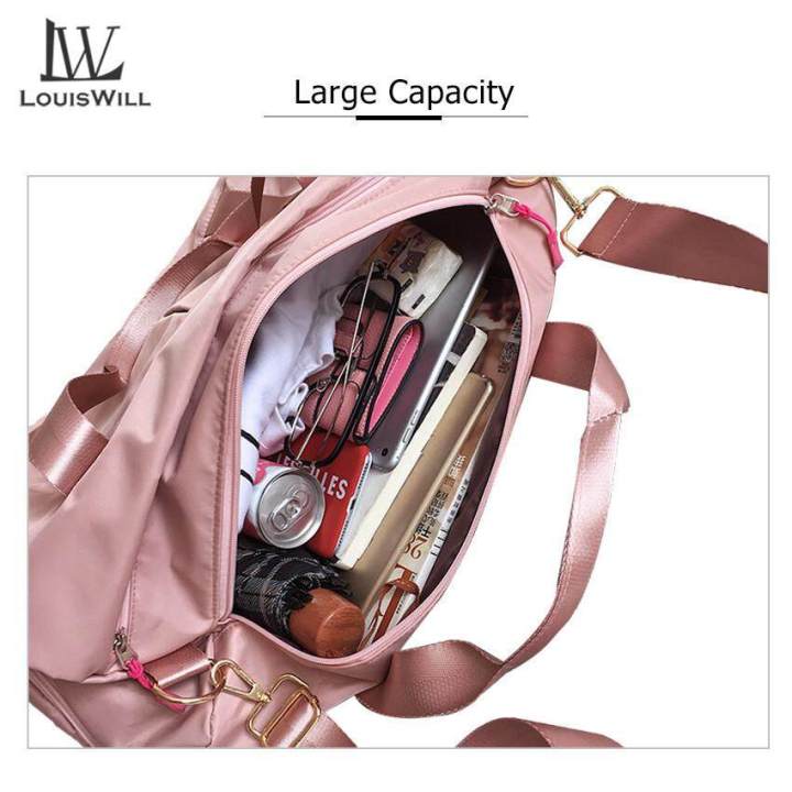 LouisWill%20Women%20Travel%20Bag%20Waterproof%20Weekender%20Bags%20Oxford%20Cloth%20Luggages%20Handbag%20Shoulder%20Traveling%20Dry%20and%20Wet%20Separation%20Sport%20Bag%20Fitness%20Bag%20Gym%20Totes%20for%20Men%20Women%20(%20Pink/Black)%20-%20Image%204