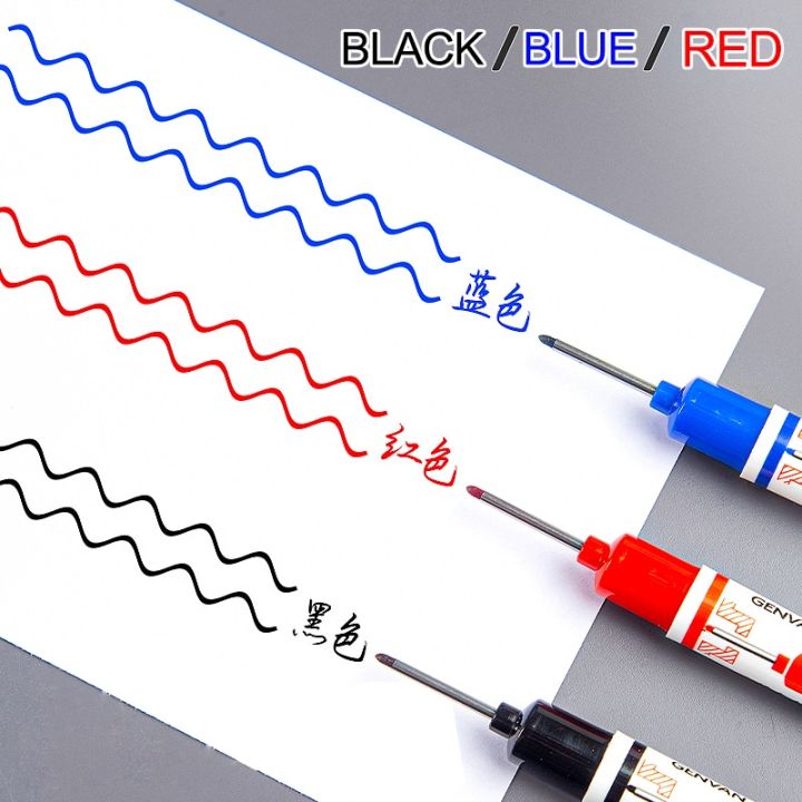 Dainayw%203%20Pcs%20Long%20Nib%20Marker%20Pens%20Red%20Black%20Blue%20Ink%20Bathroom%20Woodworking%20Decoration%20Multi-purpose%20Deep%20Hole%20Marker%20Pen%20Set%20-%20Image%206