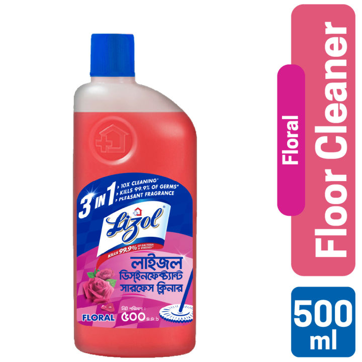Lizol Disinfectant Floor & Surface Cleaner 500ml Floral, Kills 99.9% Germs