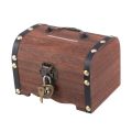 Props Box Retro Wooden Savings  Rectangle Chinese Style Money  with Password Lock Metal Handle Password Lock Money Box Secret Room Escape. 