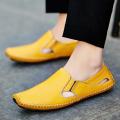 Men Leather Driving Shoes Plus Size 45 46 47 Casual Slip-on Summer Shoes 5 Colors Size 38-47.