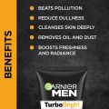 Garnier Men Turbo Bright Anti Pollution Double Action Face Wash 50g / 100g.