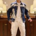 Hole Letter Label Printing Fashion New Men's Denim Slim Fit Bomber Jacket Mens Autumn Casual Hip Hop Denim Jacket Veste En Jean.