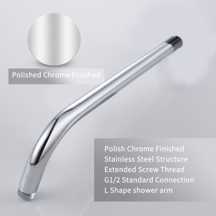 Chrome%20Polished%20Stainless%20Steel%20L-Shaped%20Shower%20Arm%20Extension%20for%20Rainfall%20Shower%20Head%20-%2012%20inch%20Length%20-%20Image%203