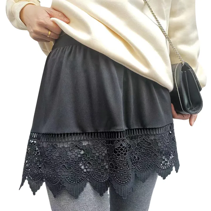 eligible%20Women%20Basic%20Lace%20Skirt,%20Lace%20Stitching%20Cutout%20Elastic%20Waist%20Short%20Skirt%20for%20Ladies,%20S/M/L/XL,%20Black/White%20-%20Image%202