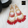Jaypuri Meenakari Red Earrings for Women (Imported) - 1 Pair M-JE5601 - Ear Rings - Earrings. 