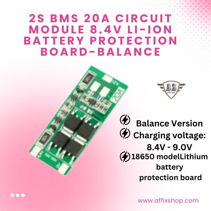 2S BMS 20A Circuit Module 8.4v Li-Ion Battery Protection Board-Balance ...