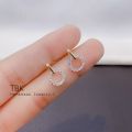TBK 14K saudi Mini Zircon Hoop Earrings Cubic Zirconia Small Piercing Earings 2566e.