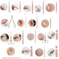 18Pcs/Set Rose Gold Stainless Nail Art Tools Kits Steel Nail Clipper Cutter Trimmer Ear Pick Grooming Kit Manicure Set Pedicure Toe Tools. 