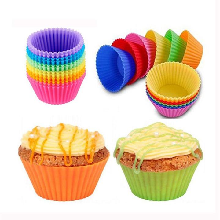 Tray Rubber Baking Molds 12pcs Lot 7cm Muffin Cupcake Mold Round