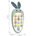 Rabbit shape Baby Music Cell Phone Toy and Teether for Learning and Play Early Education Telephone with Silicone Teether Music Lights for 0-1 Year or above Old Kids.