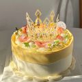 Mini Crown for Kids Birthday Baby Shower Party Cake Topper Baking Decor Elegant Pearl Crystal Crown DIY Baking Cake Topper Decoration Hair Ornaments.