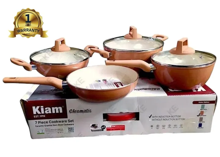 Kiam 7 Piece Ceramic Coating Granite Non Stick Cookware Set (Induction Bottom)