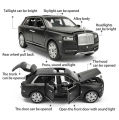 1:30 Rolls Royce Cullinan Diecast Metal Car Luxury 6 Open SUV Alloy Model Car Simulation Sound Light Pull Back Car Toy For Kids Gift. 