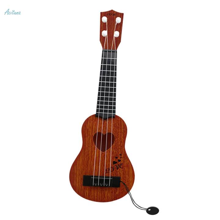 Kids Ukulele Guitar Toy Boys Brown 38x12.5cm Brown