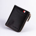Good sale mens small casual travelling cards holder coin purse pu leather zipper wallets for men.