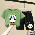 100%Cotton Boys' and Girls' Suit Children's Summer Short SleeveTT-shirt Baby Shorts Children Cartoon Two Piece Set. 