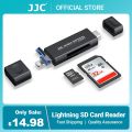 JJC USB 3.0 SD/ MicroSD Memory Card Reader Adapter with USB 2.0 Type-A/ Lightning/ USB 3.0 Type-C Port for iPhone MacBook Laptop.