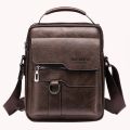 Vintage PU Crossbody Bags Mens Leather Mobile Phone Pouch Multi-pocket Men Shoulder Bag Solid Waterproof for Travel Business. 