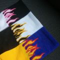 HoneyYami Unisex Flame Black White Yellow Fire Sokken Novelty Hip Hop Harajuku Socks Skateboard Calceines Mujer Street Skarpetki Socks. 