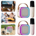 Bluetooth-Compatible 5.3 RGB Multi-Colors Speaker with Wireless Mic Mini Home Theater Speakers Adjustable LED Lights. 