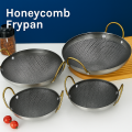 Honeycomb Nonstick Iron Deep Two Handled Frying Pan. 