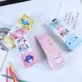 Cartoon milk bottle school pencil case cute pu pen bag storage pouch stationery. 