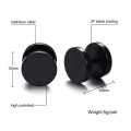 1pair Black Stainless Steel Barbell Round Stud Earrings for Men Women Dumbbell Earrings Punk. 