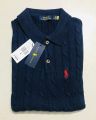 Ralph Lauren Cable-Knit Cotton Polo Sweater – Navy Blue. 