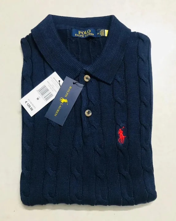 Ralph%20Lauren%20Cable-Knit%20Cotton%20Polo%20Sweater%20%E2%80%93%20Navy%20Blue%20-%20Image%202